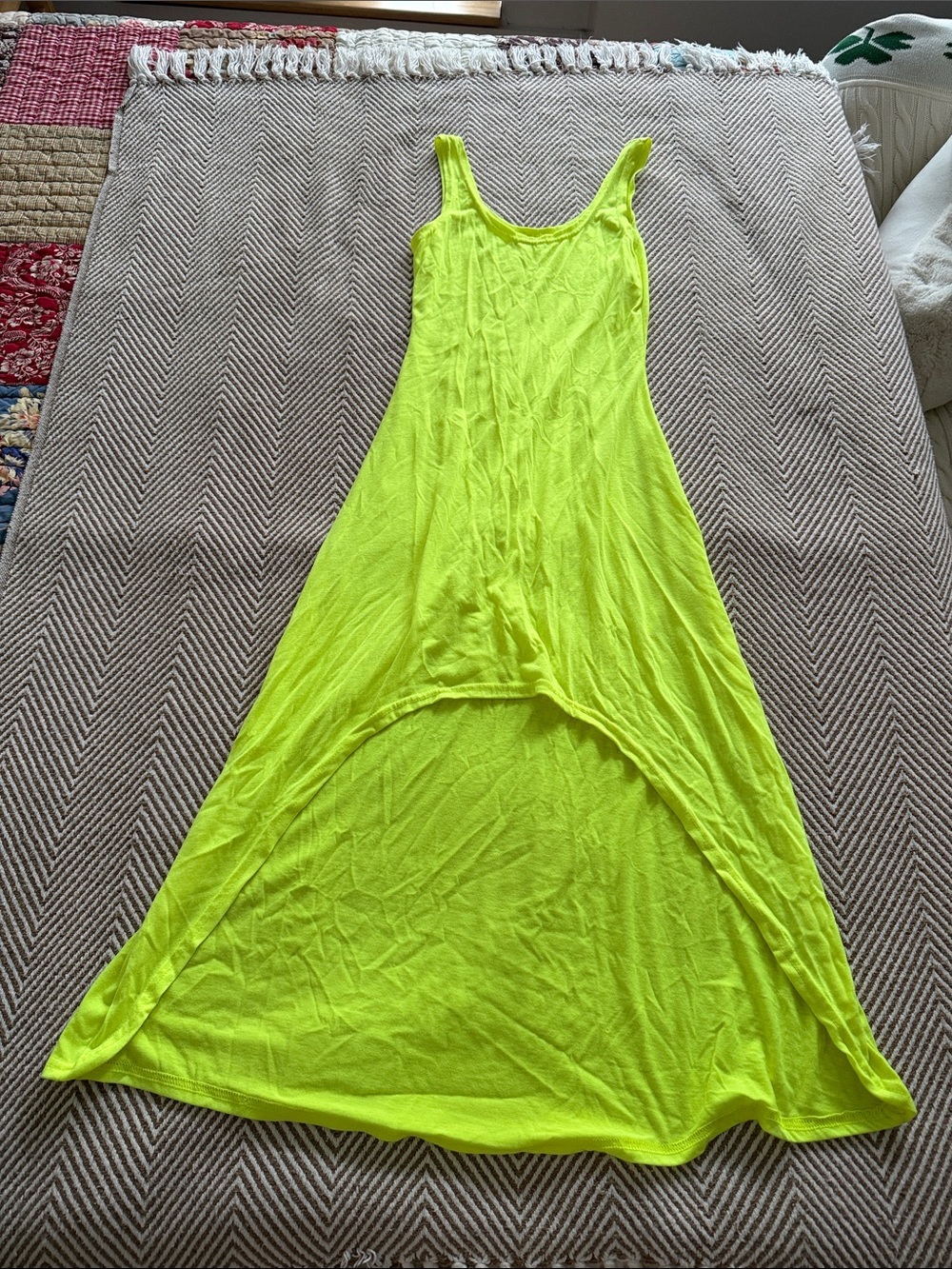 Neon Lime High-Low Maxi Dress